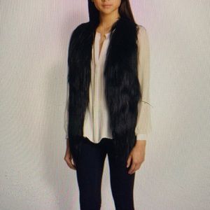 Haute Hippie leather and fur black vest